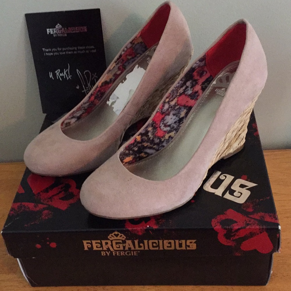 Never Worn Fergalicious Tan “Tiny Too” Wedge Heels